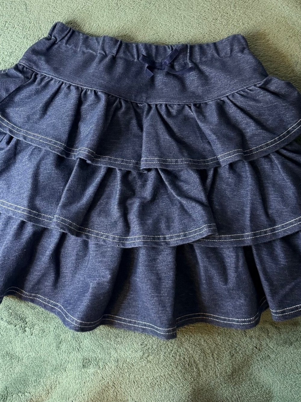 Kumikyoku Girls Tiered Denim Skirt Size TM 140–150 Elastic Waist Japanese Brand